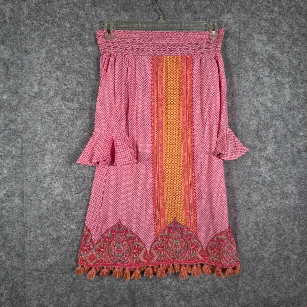 Cabana Life NWT Boca Raton Off The Shoulder Dress Bell Sleeve Pink Size XS - Picture 6 of 9